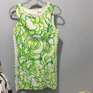 Lilly Pulitzer Floral Sleeveless Dress in Green and White